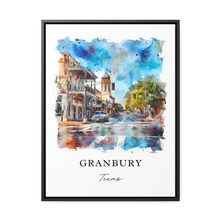 Granbury TX Wall Art, Hood County Texas Print, Granbury Watercolor Art, Granbury Texas Gift,