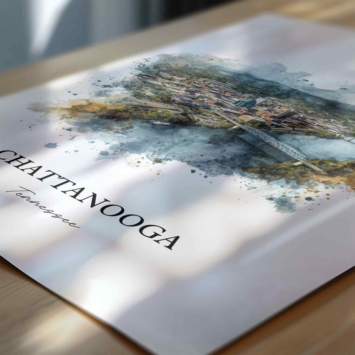 Chattanooga, Tennessee – Watercolor Art Print