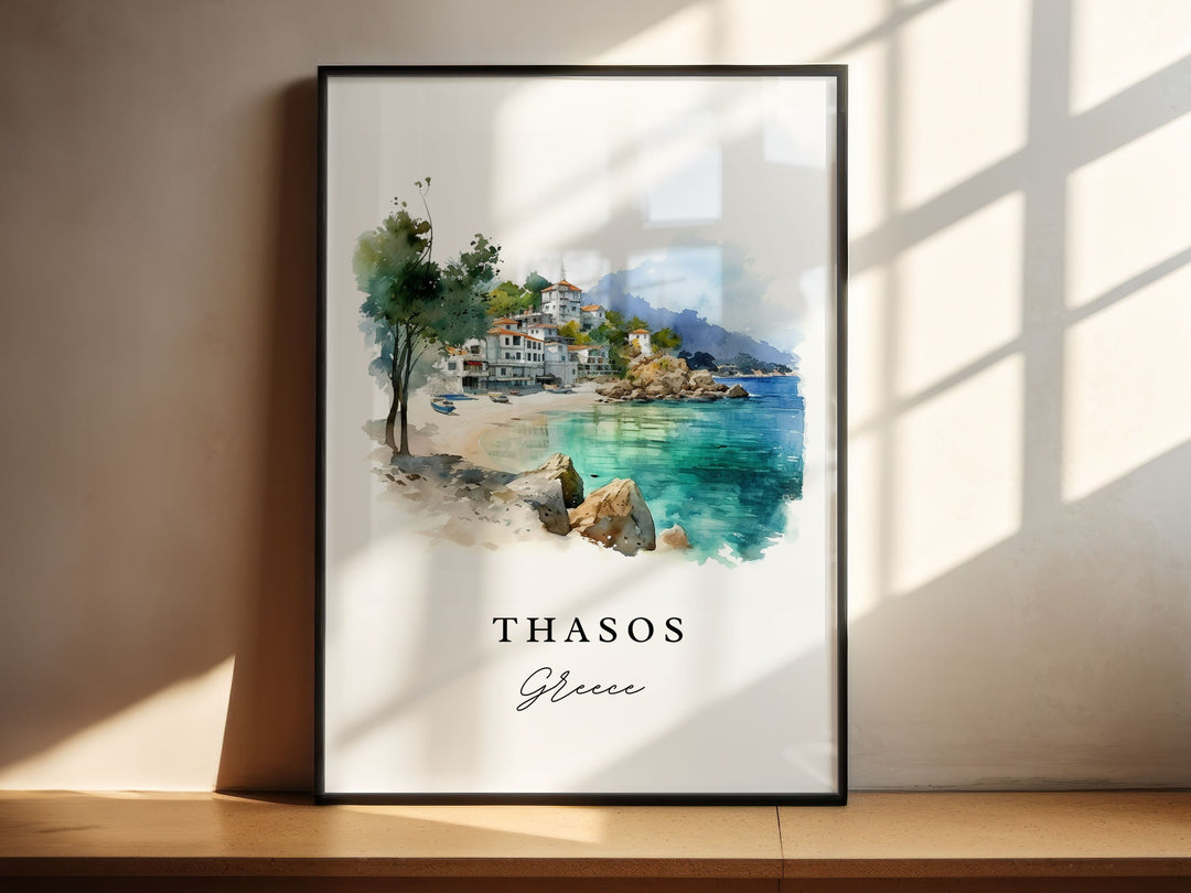 Thasos Greece wall art - Greece, Thasos poster print, Thrace Region Greece gift, Thassos Island Greece, Custom Text, Perfect Gift