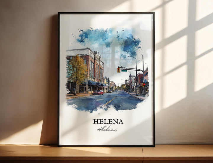 Helena AL Wall Art, Alabama Print, Alabama Watercolor Art, Helena Alabama Gift, Travel Print, Travel Poster, Housewarming Gift