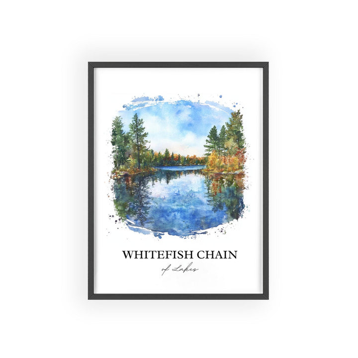 Whitefish Chain of Lakes Art, Crosslake MN Print, Minnesota Watercolor Art, Minnesota Gift, Travel Print, Travel Poster, Housewarming Gift