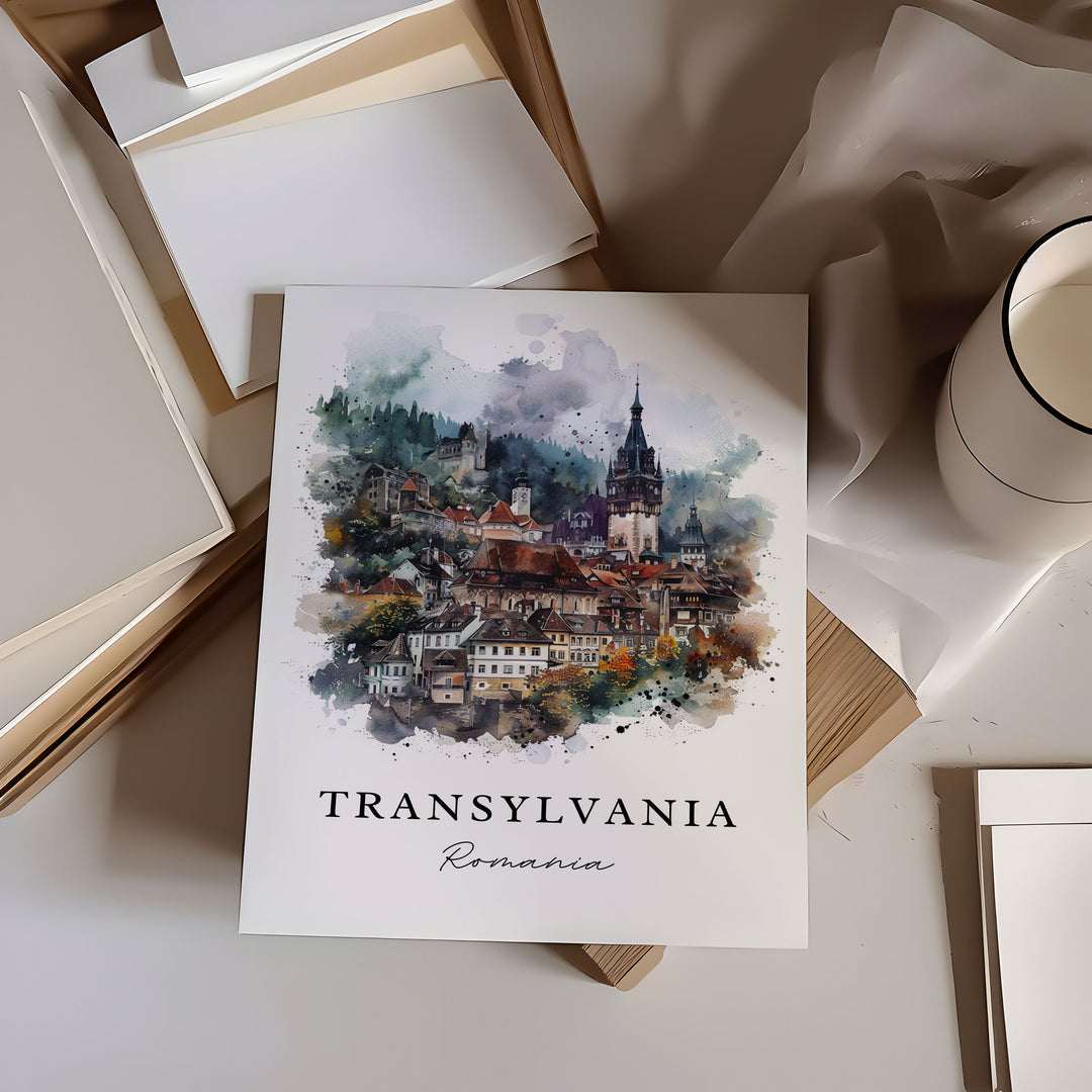Transylvania Region Wall Art, Transylvania Romania Print, Romania Watercolor Art, Transylvania Gift, Travel Poster, Housewarming Gift