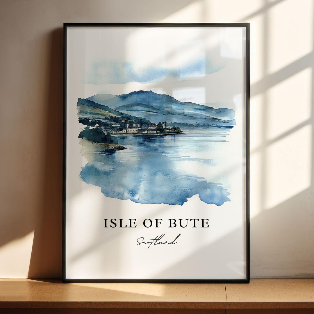 Isle of Bute Wall Art, Scotland Print, Isle of Bute Watercolor Art, Firth of Clyde Gift, Travel Print, Travel Poster, Housewarming Gift