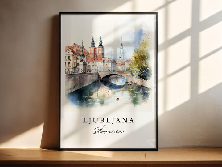 Ljubljana Wall Art, Ljubljana Print, Ljubljana Slovenia Watercolor, Ljubljana Gift, Slovenia