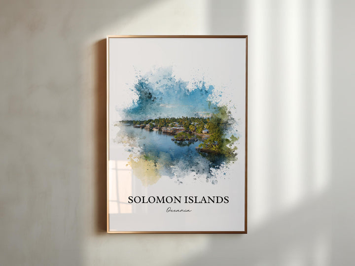 Solomon Islands Art, Solomon Islands Print, Oceania Watercolor Art, Solomon Islands Gift, Travel Print, Travel Poster, Housewarming Gift