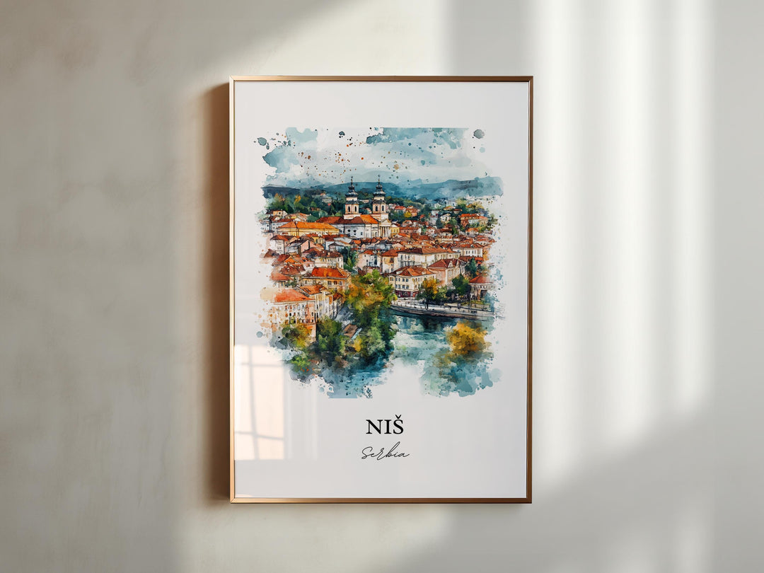Nis Serbia Wall Art, Nish Print, Serbia Watercolor Art, Nish Sebria Gift, Travel Print, Travel Poster, Housewarming Gift