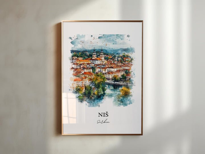 Nis Serbia Wall Art, Nish Print, Serbia Watercolor Art, Nish Sebria Gift, Travel Print, Travel Poster, Housewarming Gift