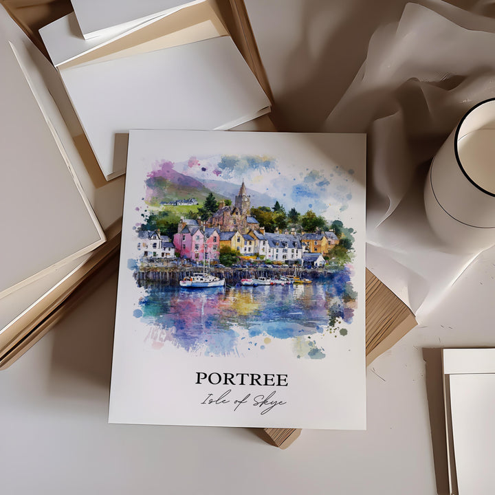 Portree, Isle of Skye, Scotland – Watercolor Art Print