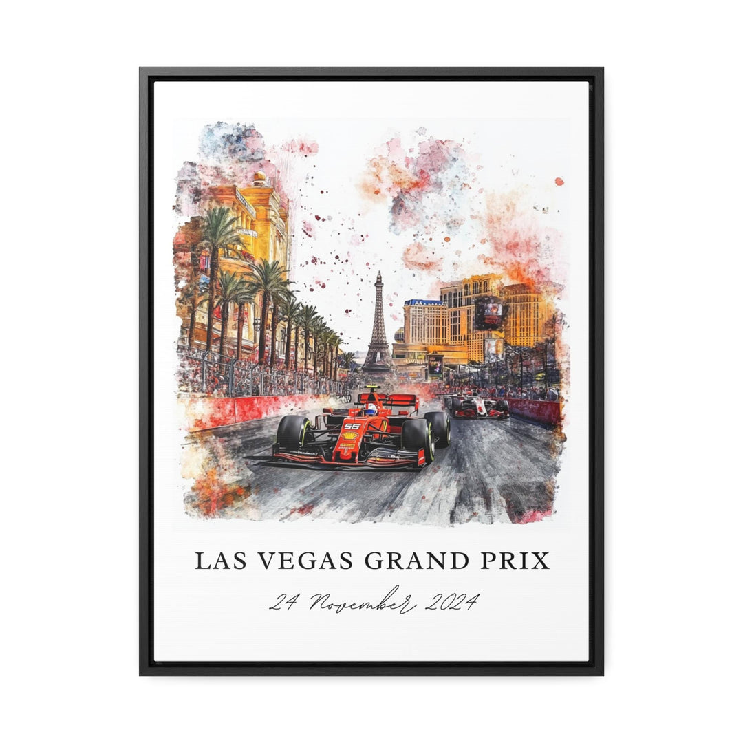 Vegas F1 Wall Art, Las Vegas Grand Prix Print, F1 Vegas Watercolor Art, F1 Vegas Strip Gift,