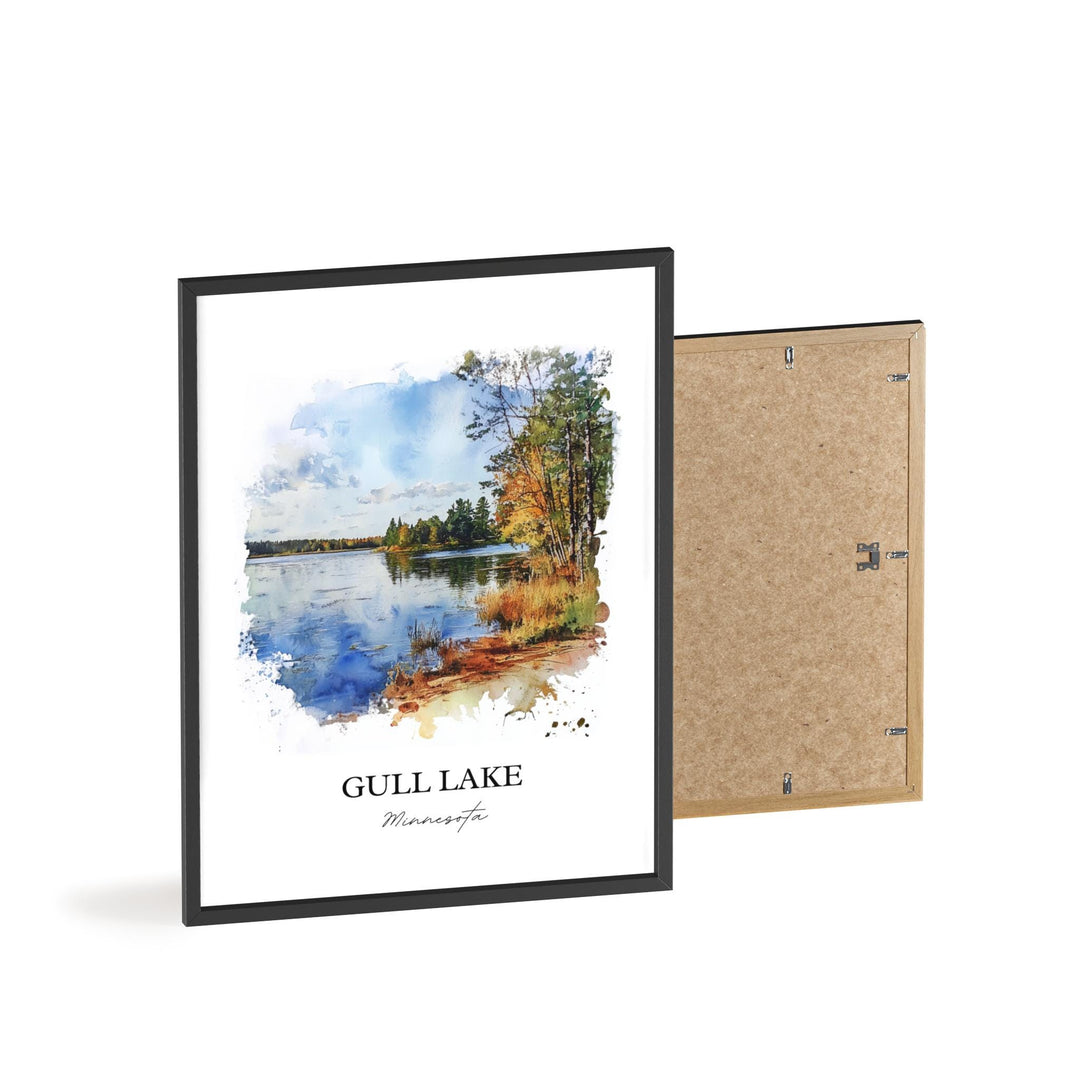 Gull Lake MN Wall Art, Cass County Print, Minnesota Watercolor Art, Gull Lake MN Gift, Travel Print, Travel Poster, Housewarming Gift