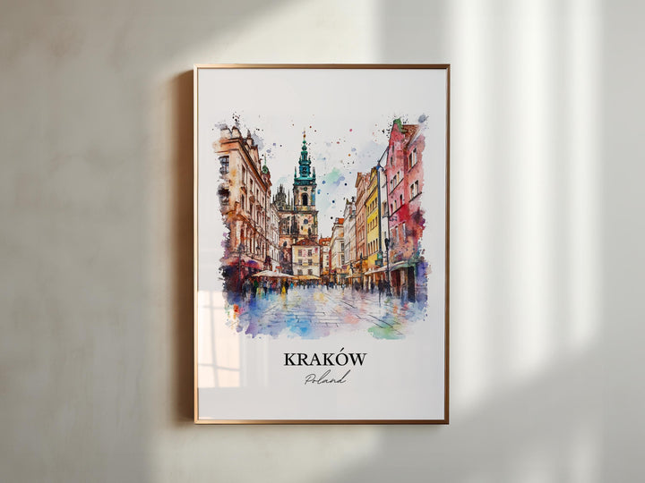 Kraków Wall Art, Kraków Poland Print, Poland Watercolor Art, Kraków Poland Gift, Travel Print, Travel Poster, Housewarming Gift