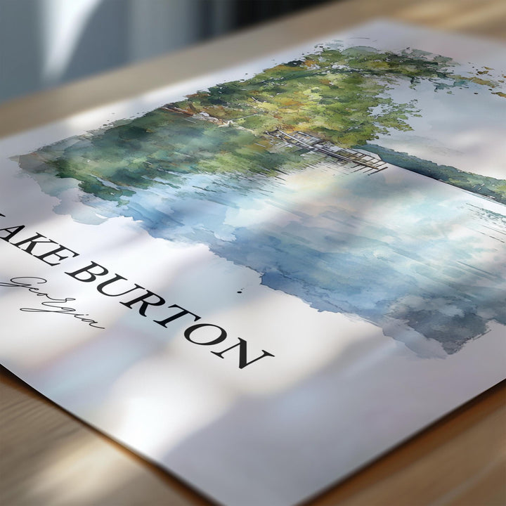 Lake Burton Wall Art, Rabun County Print, Georgia Watercolor Art, Lake Burton Gift, Travel Print, Travel Poster, Housewarming Gift