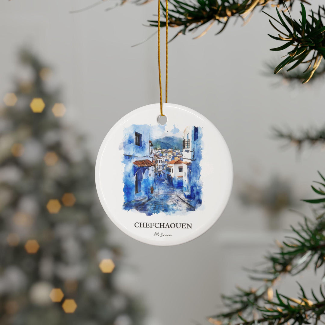 Chefchaouen Morocco Ornament: Unique Chefchaouen Souvenir, The Blue City Xmas Decor, and Authentic Morocco Gift