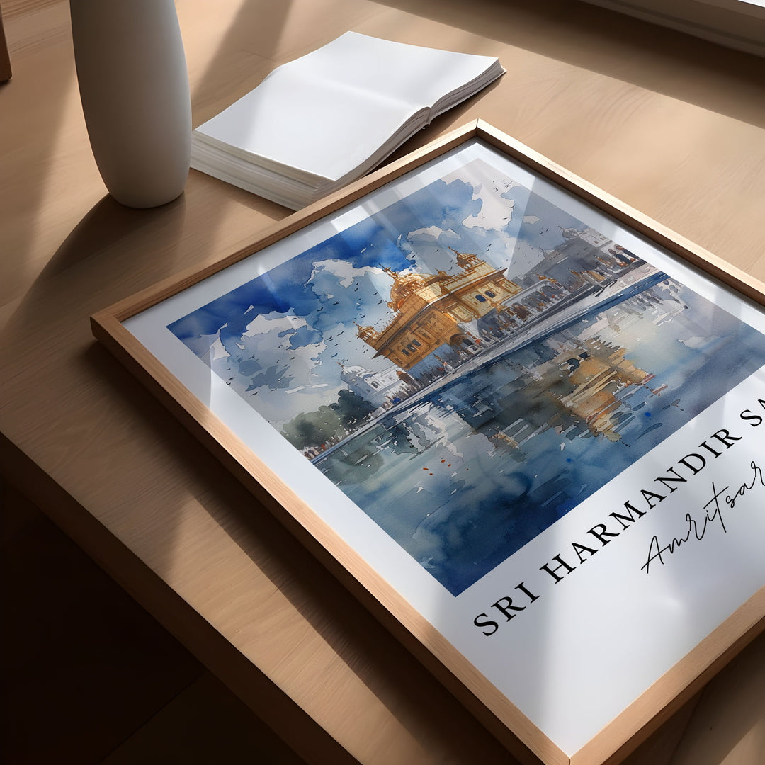 Sri Harmandir Sahib Art Print, The Golden Temple Print, Amritsar Wall Art, Punjab Gift,