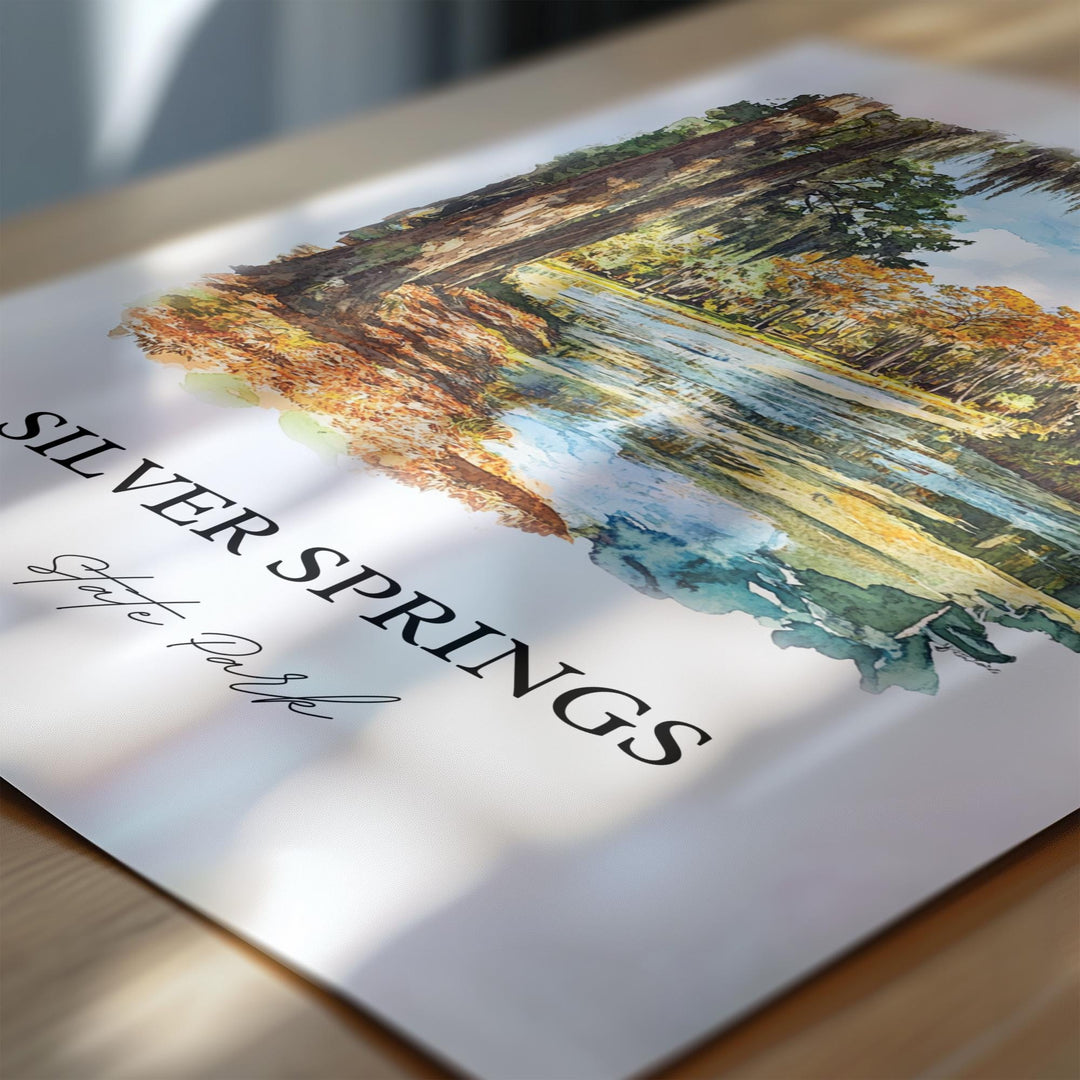 Silver Springs Park Wall Art, Florida Print, Silver Springs Watercolor, Marion County Gift, Travel Print, Travel Poster, Housewarming Gift