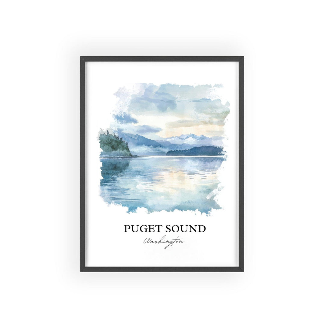 Puget Sound WA Wall Art, Camano Island Print, Washington State Watercolor, Puget Sound Gift, Travel Print, Travel Poster, Housewarming Gift