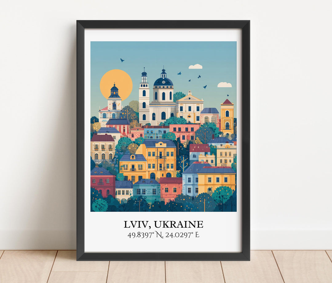 Lviv Ukraine Art, Lviv Retro Travel Art, Lviv Home Decor, Lviv Ukraine Gift, Ukraine Travel Art, Travel Prints, Housewarming Gift