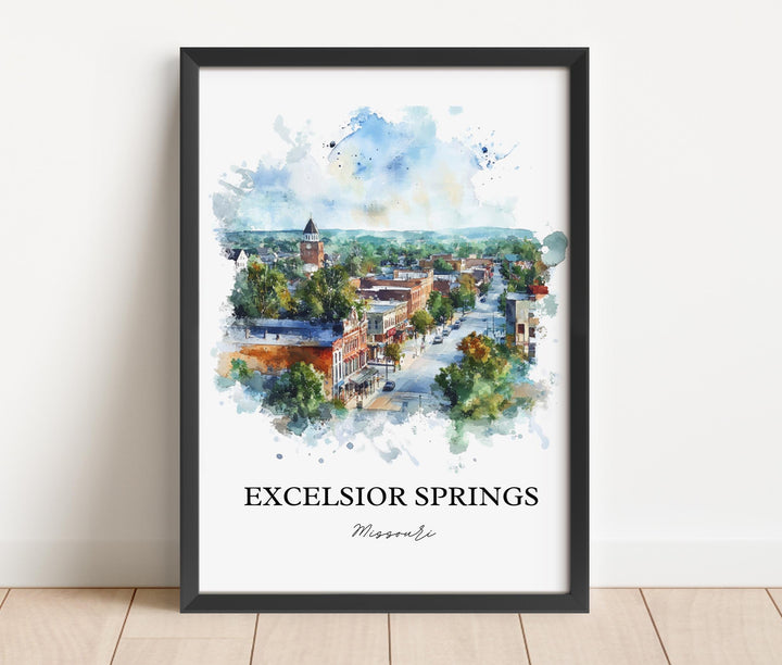 Excelsior Springs, Missouri, USA – Watercolor Art Print