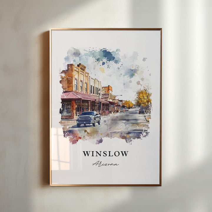 Winslow AZ Wall Art, Winslow Arizona Print, Winslow Watercolor Art, Navajo County Gift,