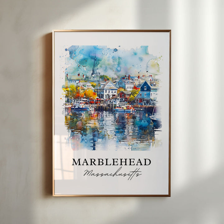 Marblehead MA Wall Art, Marblehead Print, Marblehead Watercolor, Marblehead Mass. Gift, Travel Poster, Housewarming Gift