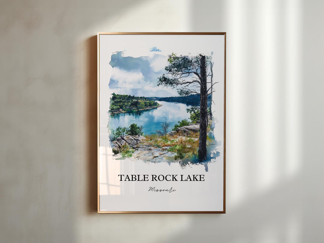 Table Rock Lake Wall Art, Ozarks Print, Lake of the Ozarks Watercolor, Table Rock Lake Gift, Travel Print, Travel Poster, Housewarming Gift