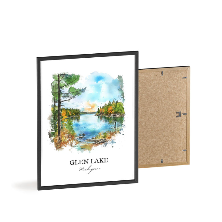 Glen Lake Wall Art, Leelanau Print, Michigan Watercolor Art, Glen Lake Michigan Gift, Travel Print, Travel Poster, Housewarming Gift
