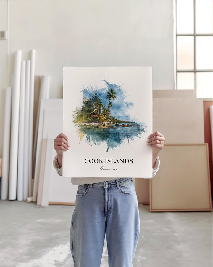 Cook Islands Wall Art, South Pacific Print, New Zealand Watercolor Art, Cook Islands Gift, Travel Print, Travel Poster, Housewarming Gift