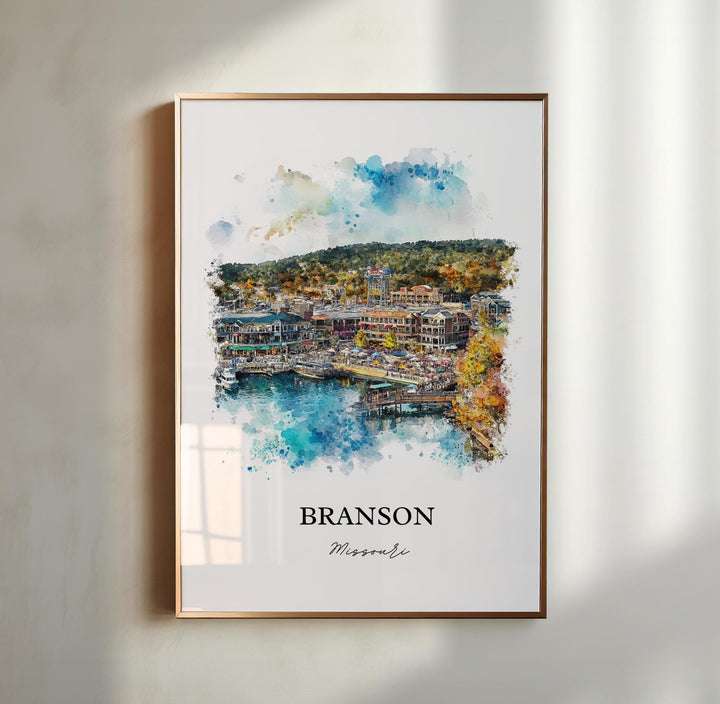 Branson MO Wall Art, The Ozarks Print, Missouri Watercolor Art, Branson Missouri Gift, Travel Print, Travel Poster, Housewarming Gift
