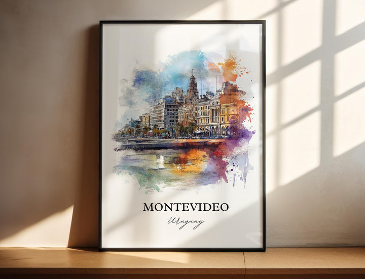 Montevideo Wall Art, Montevideo Print, Uruguay Watercolor Art, Montevideo Uruguay Gift, Travel Print, Travel Poster, Housewarming Gift