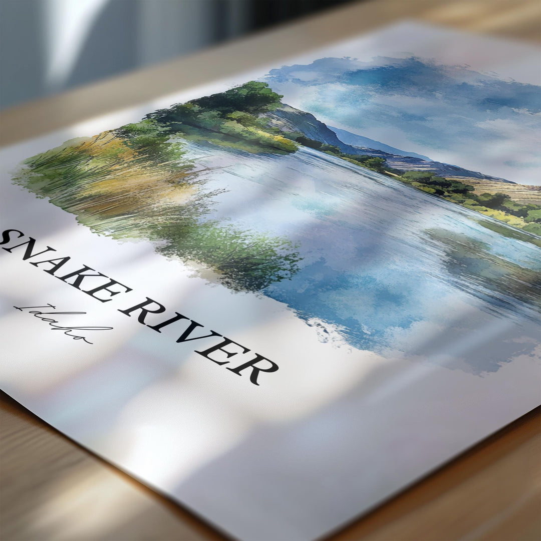 Snake River ID Wall Art, Columbia River Print, Idaho Watercolor Art, Snake River Gift, Travel Print, Travel Poster, Housewarming Gift