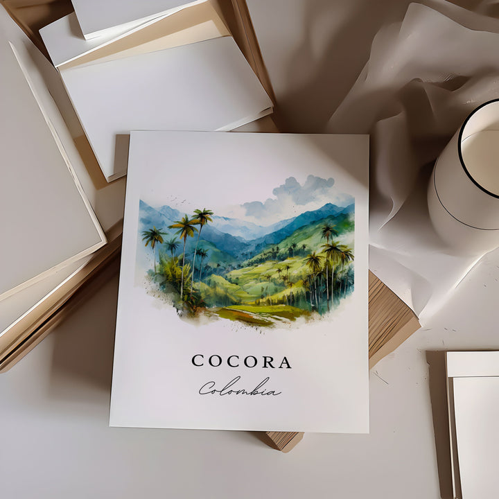 Cocora wall art - Colombia, Cocora poster print, Cocora Colombia Wedding gift, Birthday present, Custom Text, Perfect Gift