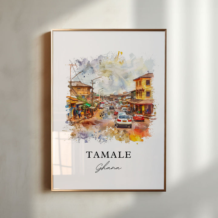 Tamale Ghana Art, Ghana Print, Tamale Ghana Watercolor Art, Tamale Ghana Gift,