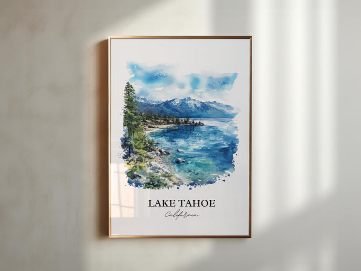 Lake Tahoe Wall Art, Tahoe Print, California Watercolor Art, Lake Tahoe Gift, Travel Print, Travel Poster, Lake Tahoe Housewarming Gift