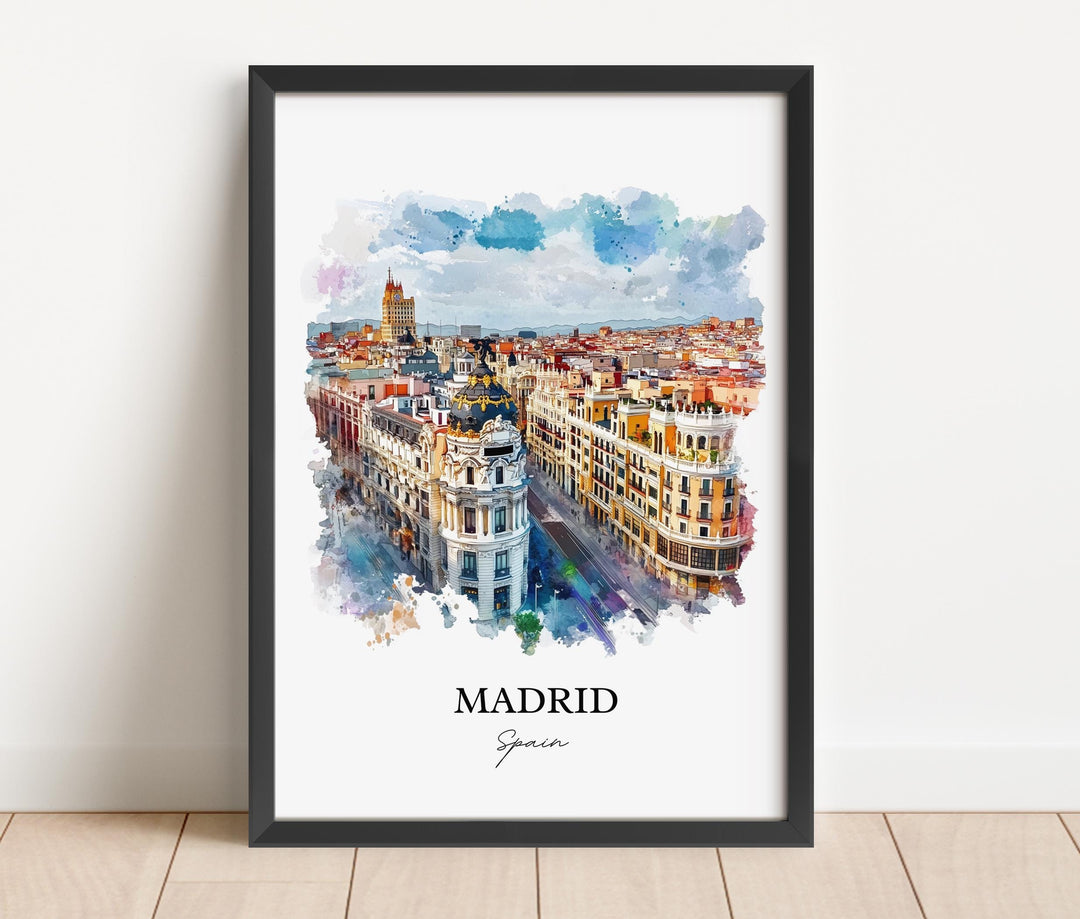 Madrid Wall Art, Madrid Spain Print, Spain Watercolor Art, Madrid Spain Gift, Travel Print, Travel Poster, Housewarming Gift