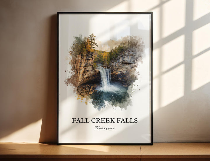 Fall Creek Falls Wall Art, Spencer TN Print, Tennessee Watercolor Art, Fall Creek Falls Gift, Travel Print, Travel Poster, Housewarming Gift