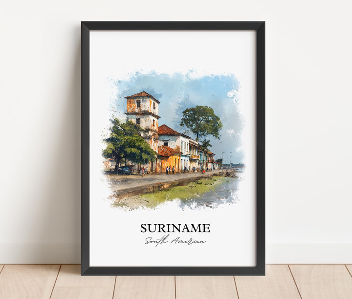 Suriname Wall Art, Suriname Print, Suriname Watercolor Art, Suriname Country Gift, Travel Print, Travel Poster, Housewarming Gift