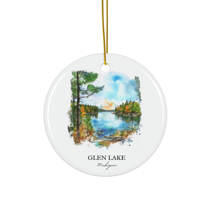 Glen Lake MI Ornament: Unique Glen Lake Michigan Souvenir, Glen Lake Xmas Decor, and Authentic Glen Lake Gift