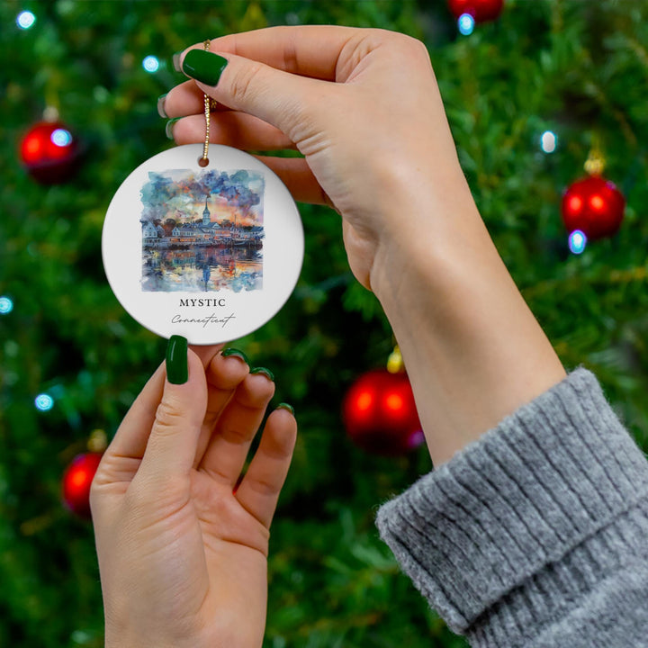 Mystic CT Ornament: Unique Mystic Connecticut Souvenir, Mystic CT Xmas Decor, and Authentic Mystic CT Christmas Gift