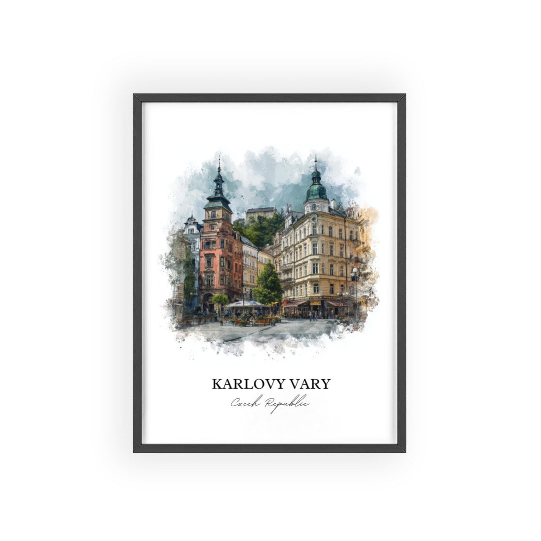 Karlovy Vary, Czech Republic – Watercolor Art Print