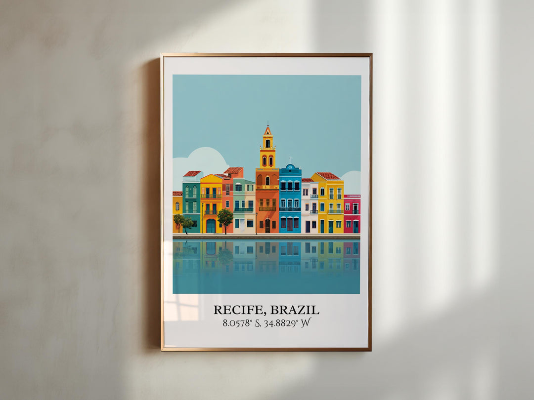 Recife Brazil Art, Recife Retro Travel Art, Recife Brazil Home Decor, Brazil Gift, Brazilian Travel Art, Travel Prints, Housewarming Gift
