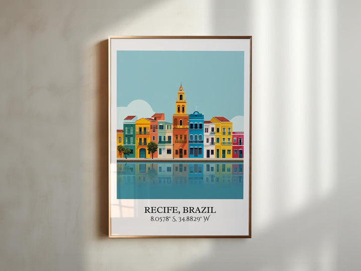 Recife Brazil Art, Recife Retro Travel Art, Recife Brazil Home Decor, Brazil Gift, Brazilian Travel Art, Travel Prints, Housewarming Gift