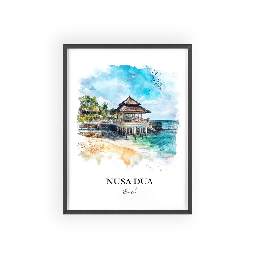 Nusa Dua Wall Art, Bali Beach Print, Bali Watercolor Art, Nusa Dua Bali Gift, Travel Print, Travel Poster, Housewarming Gift