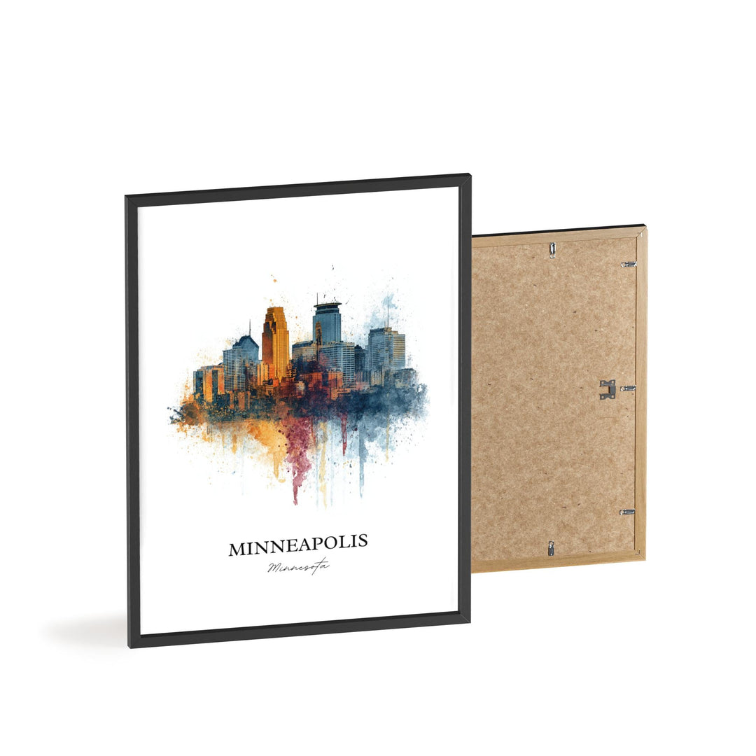 Minneapolis Wall Art, Minneapolis MN Print, Minnesota Watercolor Art, Twin Cities Gift, Travel Print, Travel Poster, Housewarming Gift