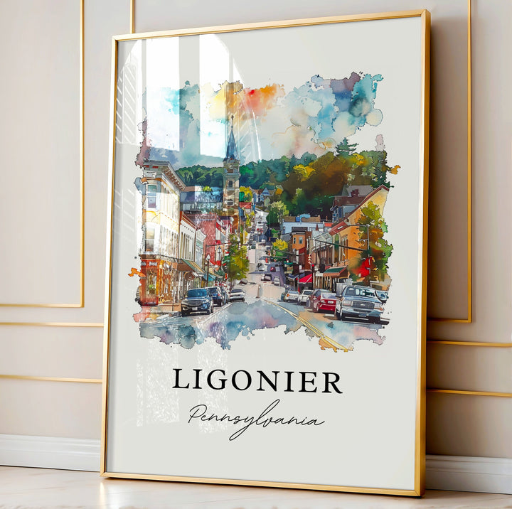 Ligonier Wall Art, Westmoreland County Print, Ligonier Watercolor Art, Ligonier PA Gift,