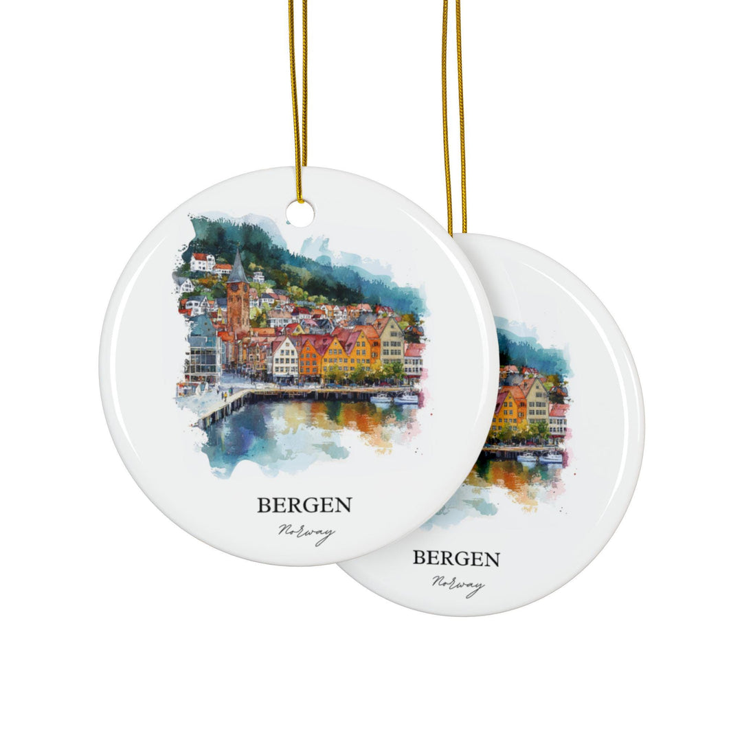 Bergen Norway Ornament: Unique Bergen Souvenir, Bergen Norway Xmas Decor, and Authentic Norway Gift