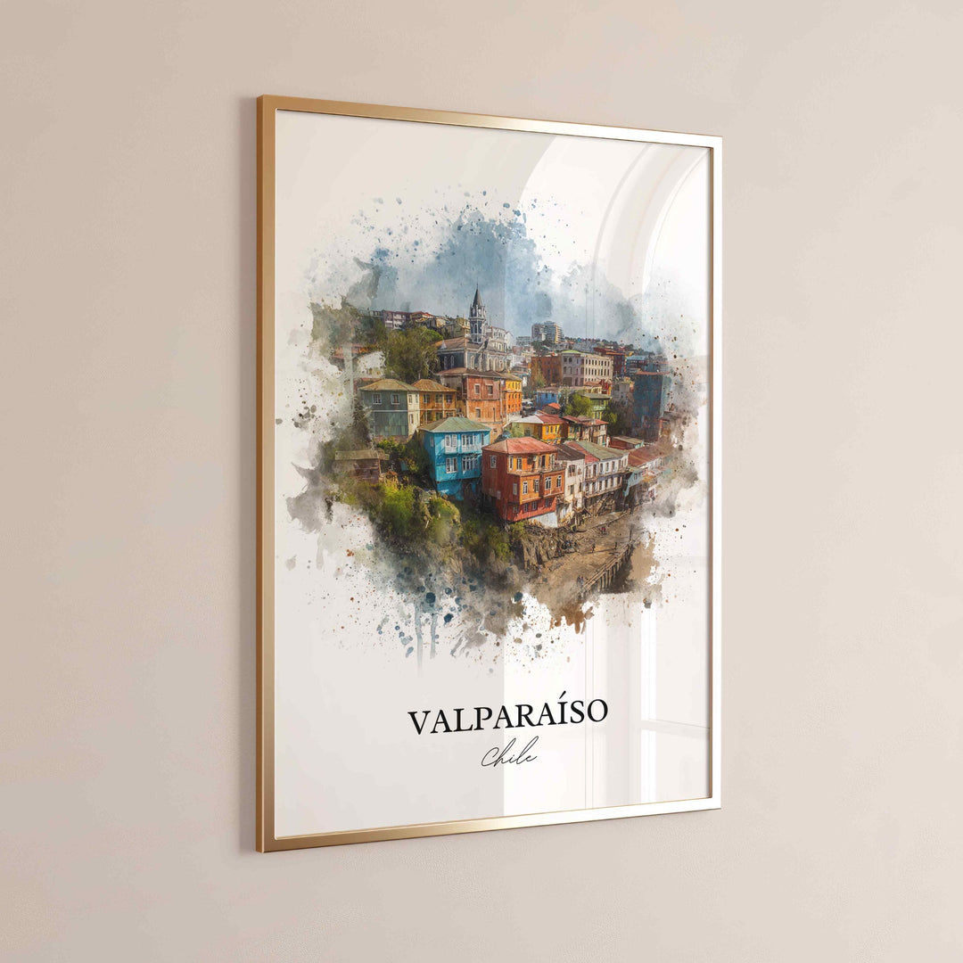 Valparaíso, Chile – Watercolor Art Print