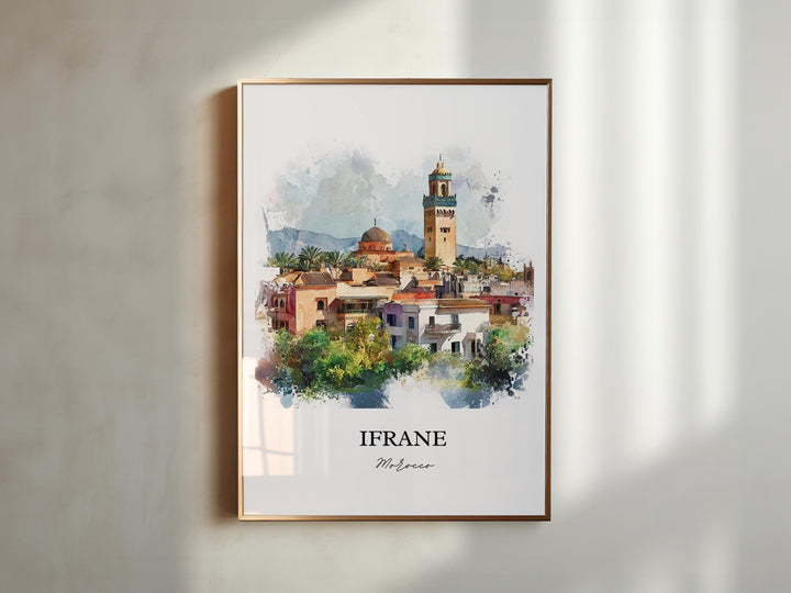 Ifrane, Morocco – Watercolor Art Print of Middle Atlas Mountains