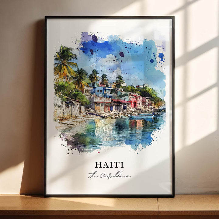 Haiti Wall Art, Haiti The Caribbean Print, Haiti Watercolor Art, Haiti Gift,
