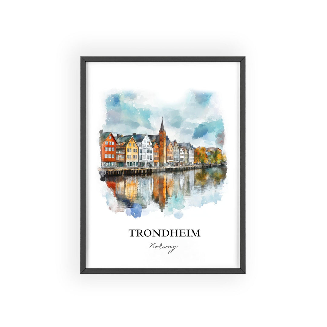 Trondheim, Norway – Watercolor Art Print