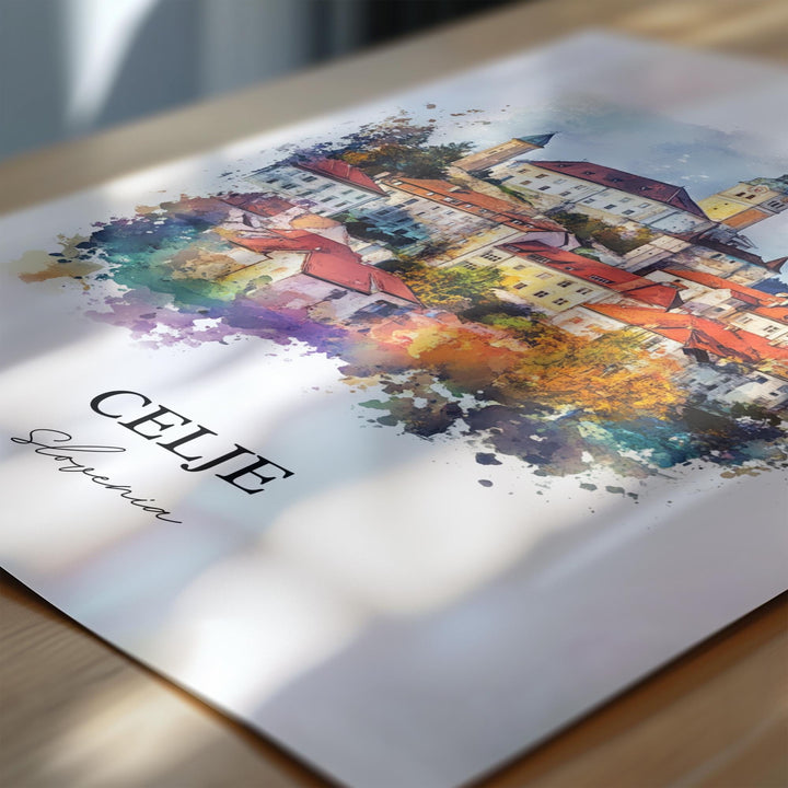 Celje Wall Art, Styria Region Print, Slovenia Watercolor Art, Celje Slovenia Gift, Travel Print, Travel Poster, Housewarming Gift